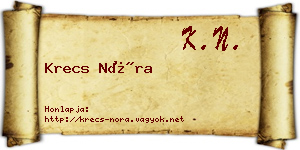 Krecs Nóra névjegykártya